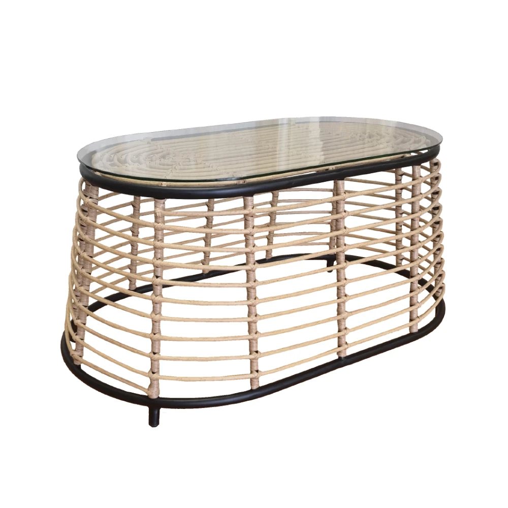 LIBERTA LOOM COFFEE TABLE ΦΥΣΙΚΟ ΜΑΥΡΟ 95x55x45