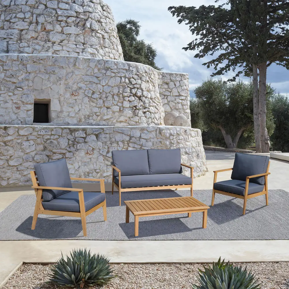 LIBERTA PIAZZA ΣΑΛΟΝΙ SET 1+2+1 ΦΥΣΙΚΟ ΓΚΡΙ ΣΚΟΥΡΟ