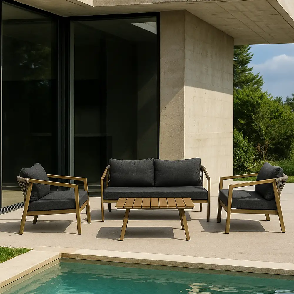 LIBERTA MADERA ΣΑΛΟΝΙ SET 1+2+1 ΦΥΣΙΚΟ ΓΚΡΙ