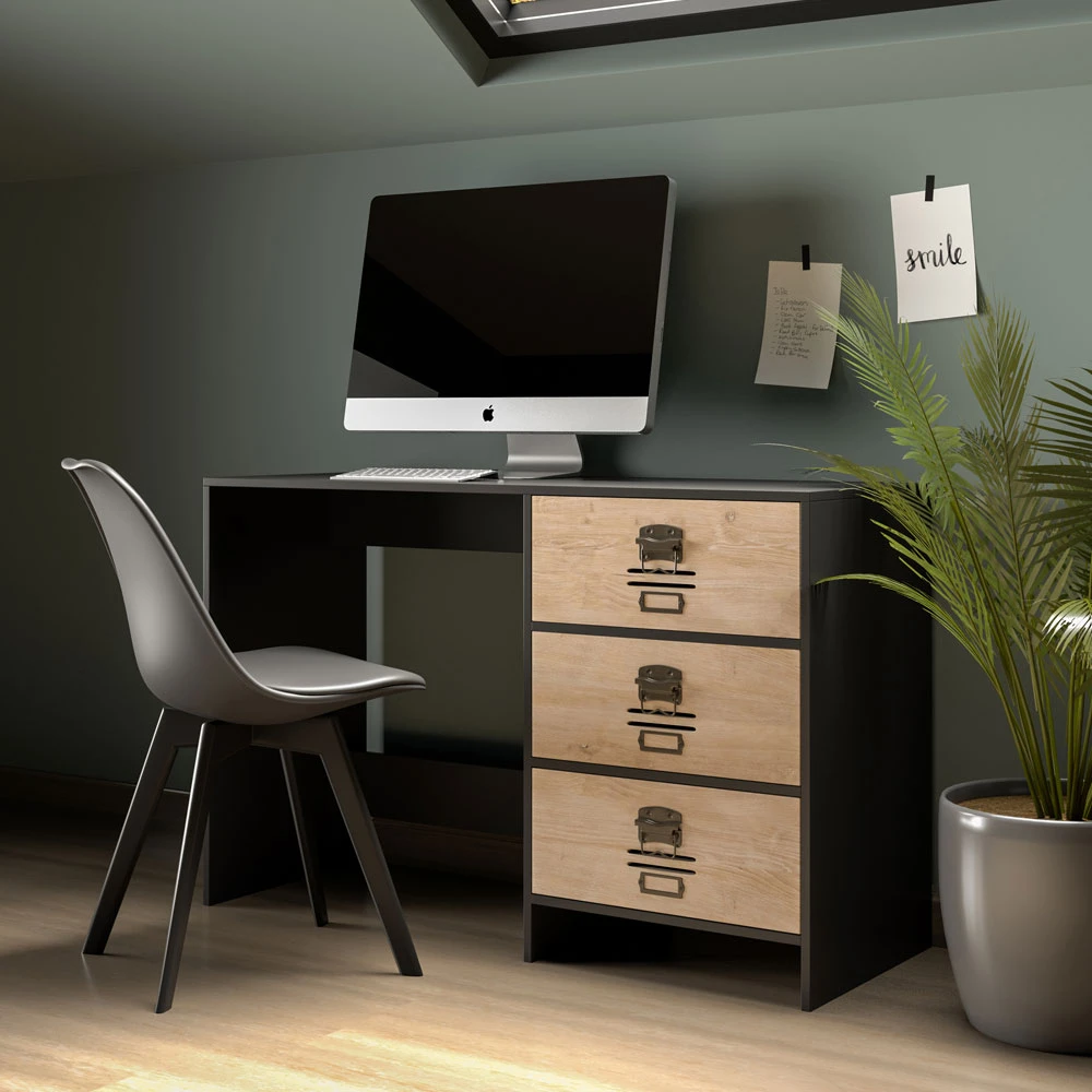 LIBERTA BLACKLY SLOT ΓΡΑΦΕΙΟ 3ΣΥΡΤΑΡΙΑ ΜΑΥΡΟ OAK SONOMA DECAPE 120x48x76.5