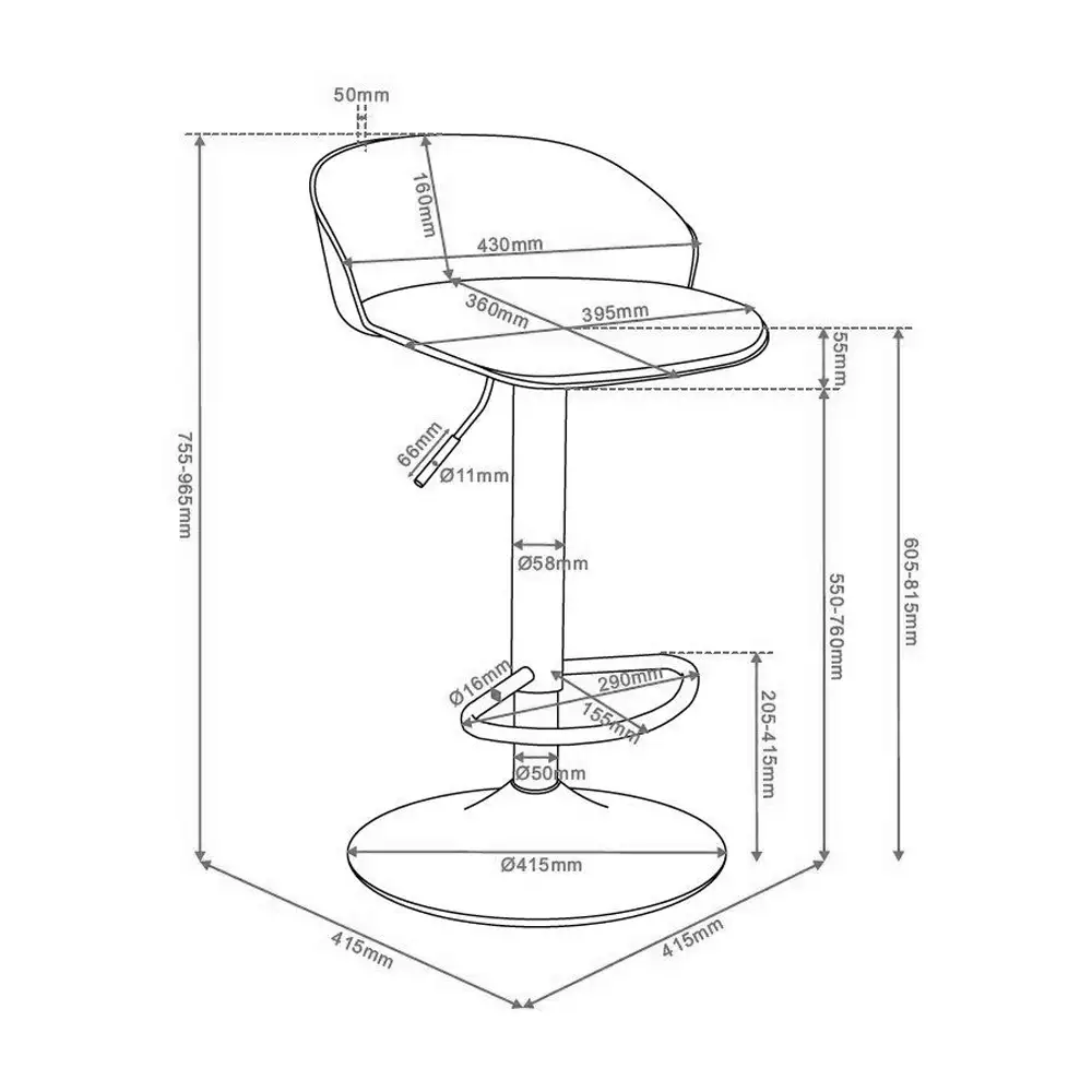 LIBERTA DALI ΣΚΑΜΠΟ BAR ΛΑΔΙ 41.5x41.5x75.5cm