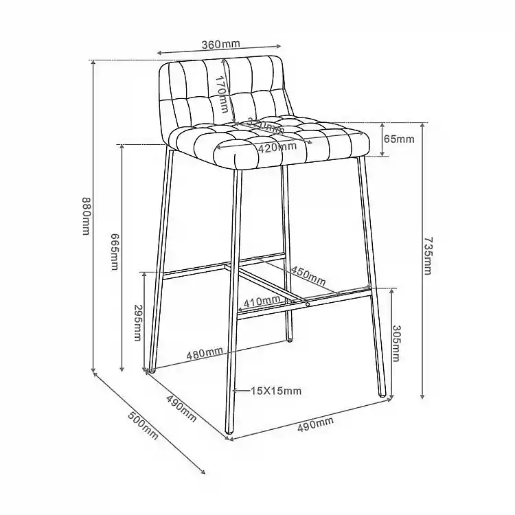 LIBERTA MERLO ΣΚΑΜΠΟ BAR BEIGE 49x50x88cm
