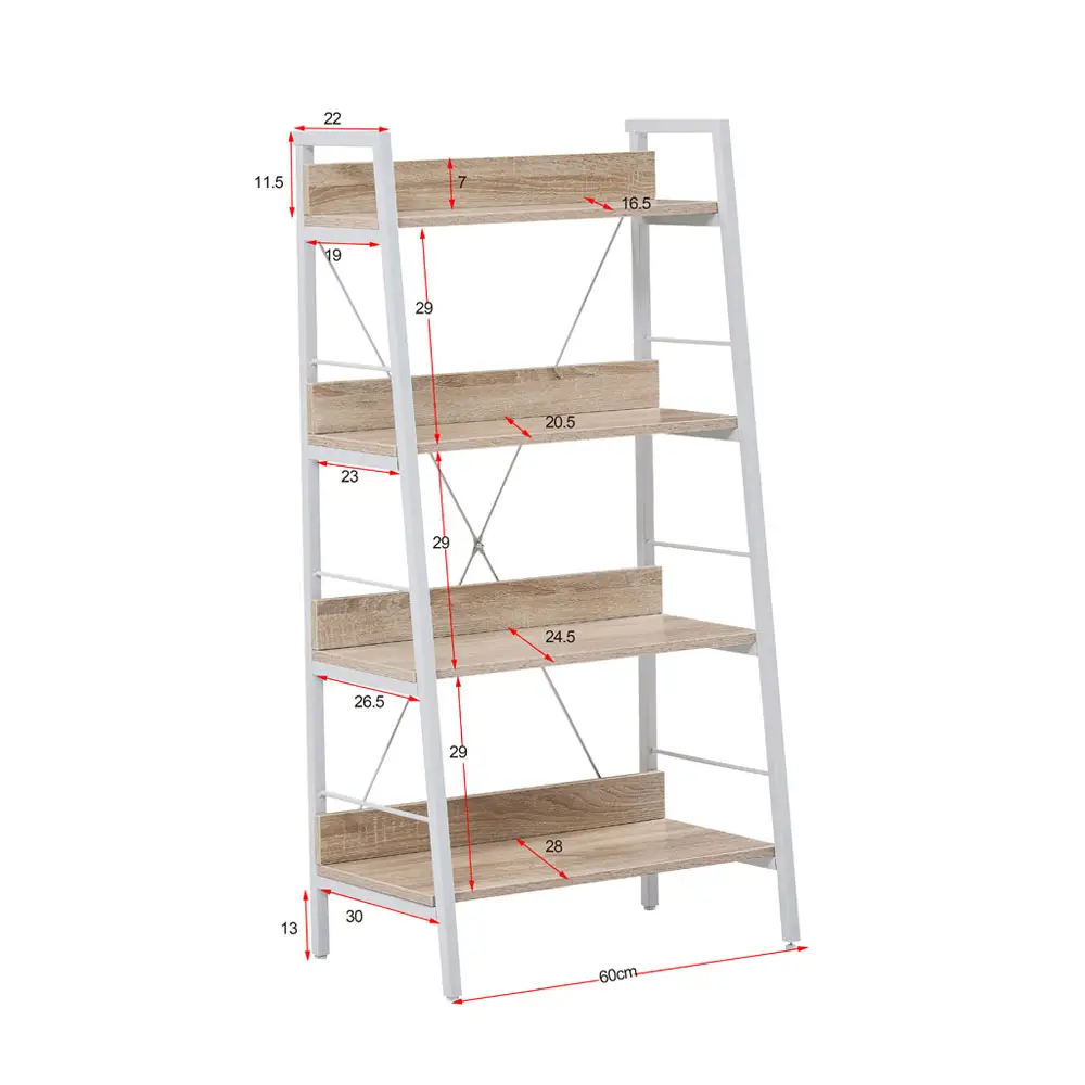 LIBERTA ONE STEP UP ΒΙΒΛΙΟΘΗΚΗ 4ΡΑΦΙΑ SONOMA ΛΕΥΚΟ 60x35x117cm