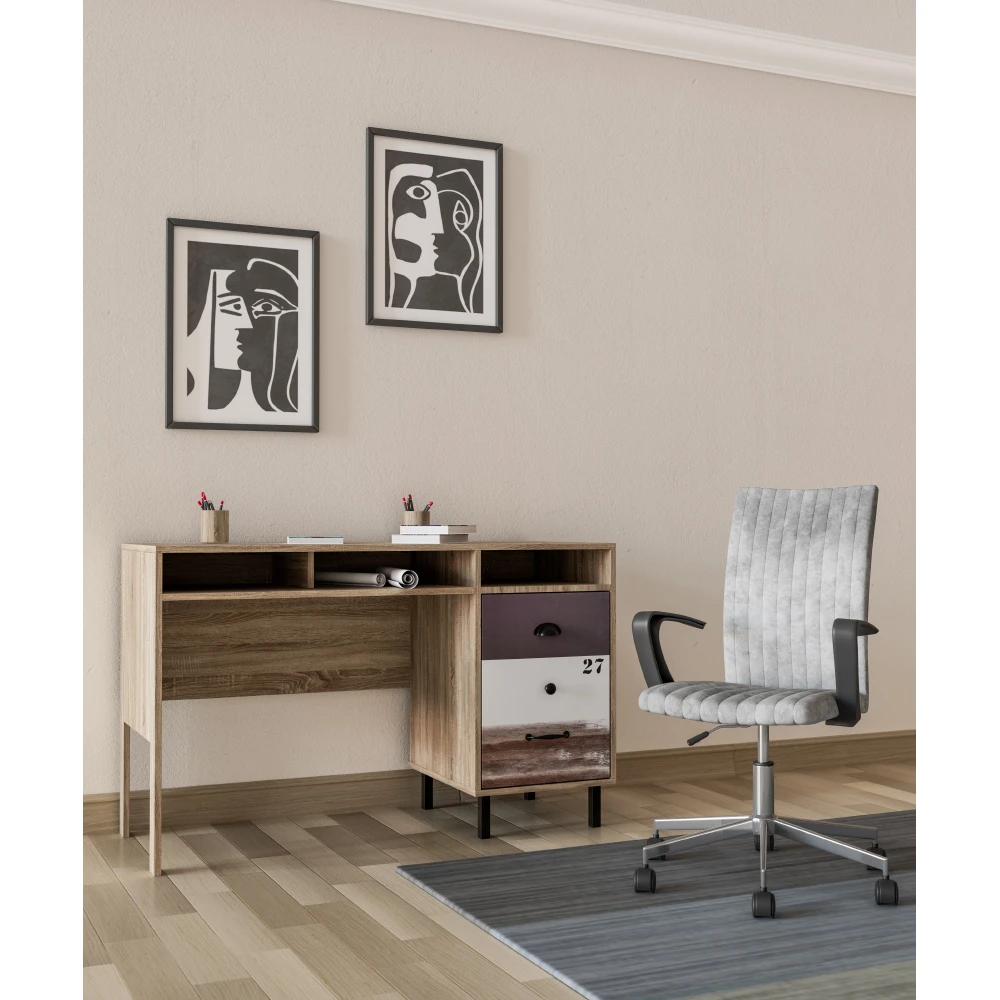 LIBERTA NUMBER ΓΡΑΦΕΙΟ 1ΠΟΡΤΑ SONOMA ΛΕΥΚΟ ΓΚΡΙ 120x48x75