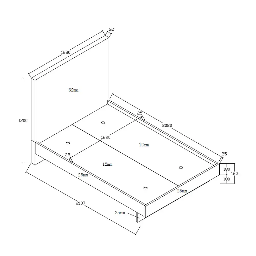 LIBERTA NEON ΚΡΕΒΑΤΙ (ΓΙΑ ΣΤΡΩΜΑ 120x200cm) ΦΥΣΙΚΟ 128x210.7x121cm