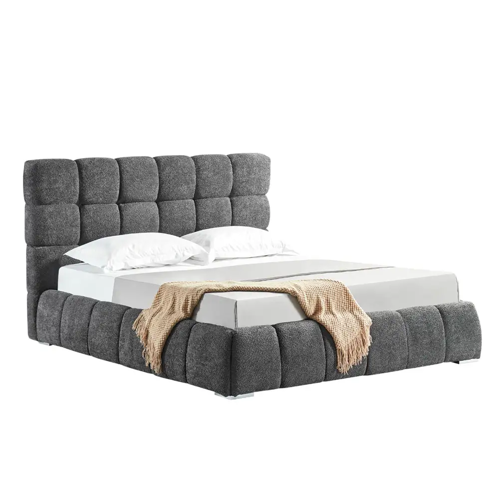 LIBERTA PUFFY ΚΡΕΒΑΤΙ (ΓΙΑ ΣΤΡΩΜΑ 160x200cm) ΓΚΡΙ 228x188x120cm