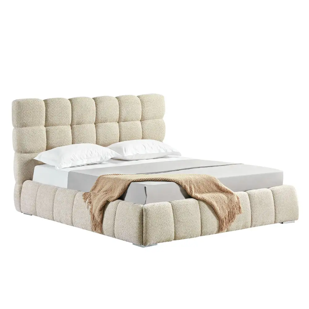 LIBERTA PUFFY ΚΡΕΒΑΤΙ (ΓΙΑ ΣΤΡΩΜΑ 160x200cm) BEIGE 228x188x120cm