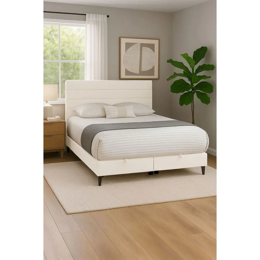 LIBERTA UTOPIA ΚΡΕΒΑΤΙ ΜΕ ΑΠΟΘΗΚ. ΧΩΡΟ ΚΑΙ ΣΤΡΩΜΑ WHITE SMOOTH 06-900 207x160x115