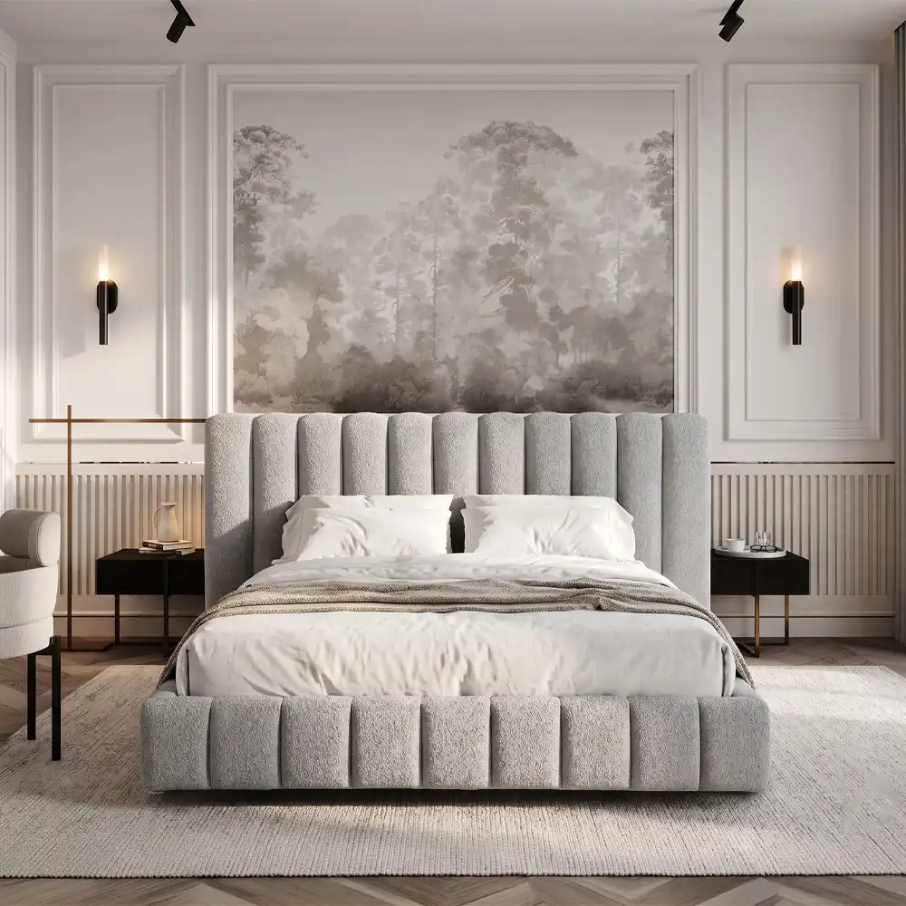 LIBERTA SAVAGIAR ΚΡΕΒΑΤΙ (ΓΙΑ ΣΤΡΩΜΑ 160x200cm) ΓΚΡΙ 210.5x220.5x109.7cm