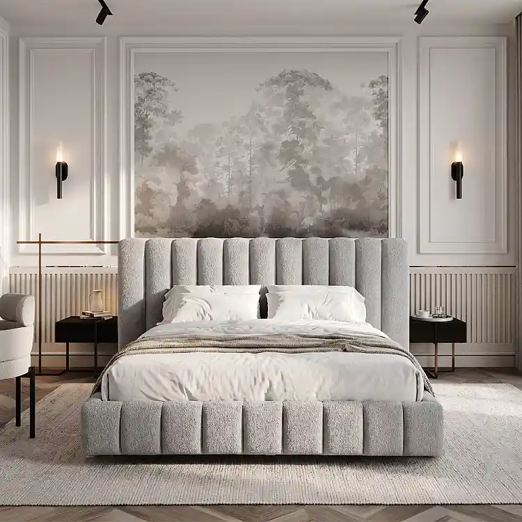 LIBERTA SAVAGIAR ΚΡΕΒΑΤΙ (ΓΙΑ ΣΤΡΩΜΑ 160x200cm) ΓΚΡΙ 210.5x220.5x109.7cm