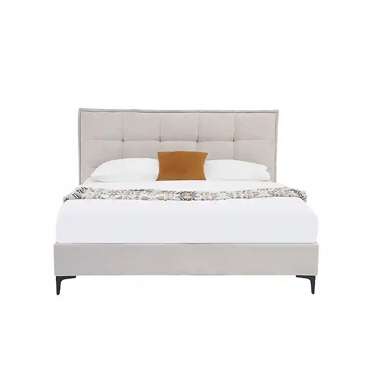 LIBERTA BUTTON ΚΡΕΒΑΤΙ (ΓΙΑ ΣΤΡΩΜΑ 160x200cm) BEIGE 183x217x112cm