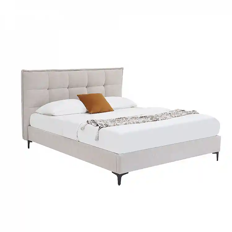 LIBERTA BUTTON ΚΡΕΒΑΤΙ (ΓΙΑ ΣΤΡΩΜΑ 160x200cm) BEIGE 183x217x112cm