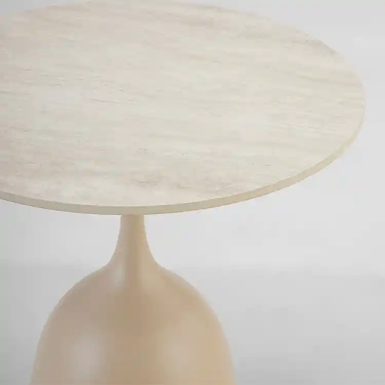 LIBERTA EARTH COFFEE TABLE BEIGE ΜΕ ΟΨΗ ΜΑΡΜΑΡΟΥ 50x50x54.5cm
