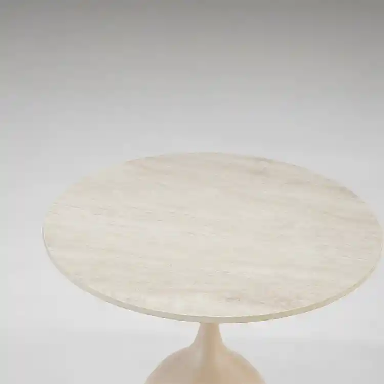 LIBERTA EARTH COFFEE TABLE BEIGE ΜΕ ΟΨΗ ΜΑΡΜΑΡΟΥ 50x50x54.5cm