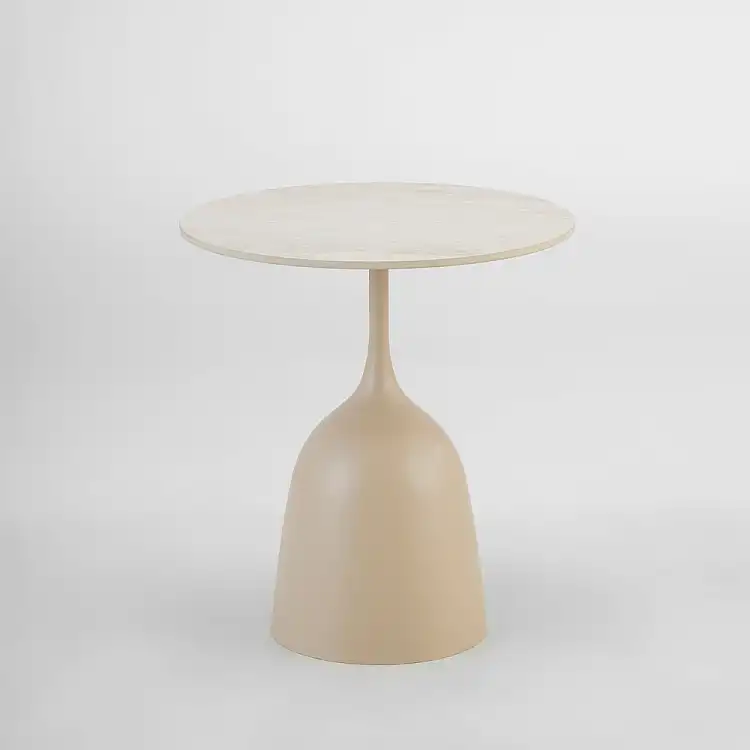 LIBERTA EARTH COFFEE TABLE BEIGE ΜΕ ΟΨΗ ΜΑΡΜΑΡΟΥ 50x50x54.5cm