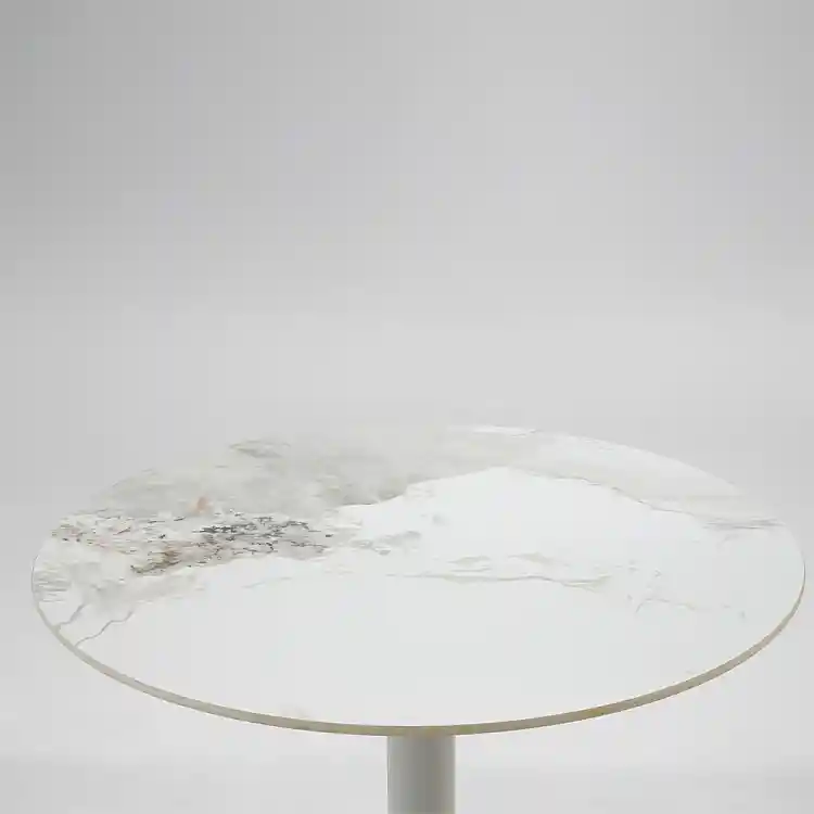 LIBERTA UNO ΤΡΑΠΕΖΙ BEIGE ΜΕ ΟΨΗ ΜΑΡΜΑΡΟΥ ΓΚΡΙ 80x80x74cm