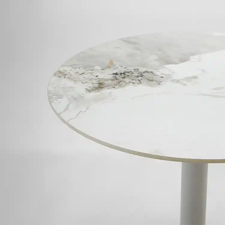 LIBERTA UNO ΤΡΑΠΕΖΙ BEIGE ΜΕ ΟΨΗ ΜΑΡΜΑΡΟΥ ΓΚΡΙ 80x80x74cm