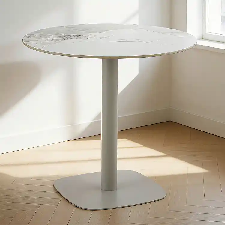 LIBERTA UNO ΤΡΑΠΕΖΙ BEIGE ΜΕ ΟΨΗ ΜΑΡΜΑΡΟΥ ΓΚΡΙ 80x80x74cm