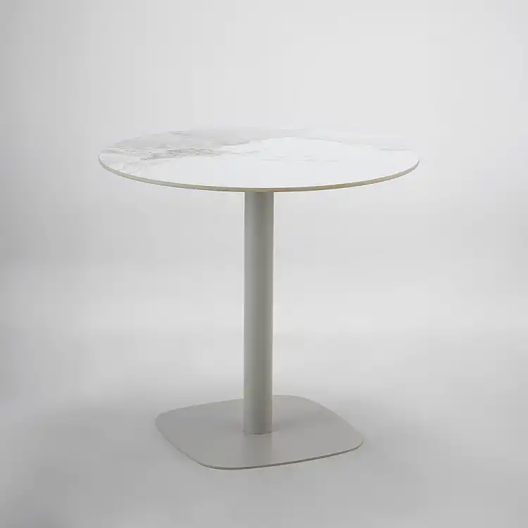 LIBERTA UNO ΤΡΑΠΕΖΙ BEIGE ΜΕ ΟΨΗ ΜΑΡΜΑΡΟΥ ΓΚΡΙ 80x80x74cm