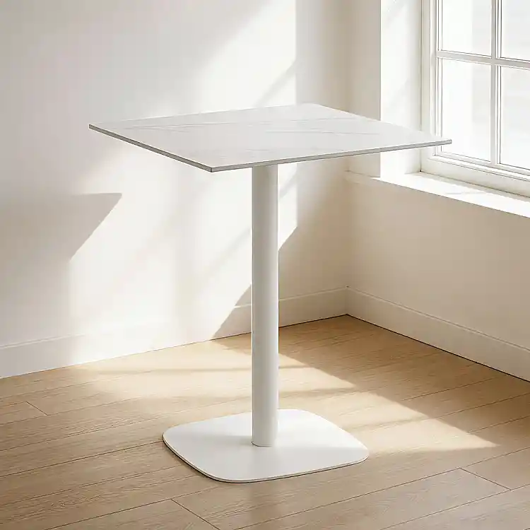 LIBERTA QUADRA ΤΡΑΠΕΖΙ ΛΕΥΚΟ ΜΕ ΟΨΗ ΜΑΡΜΑΡΟΥ 60x60x74cm