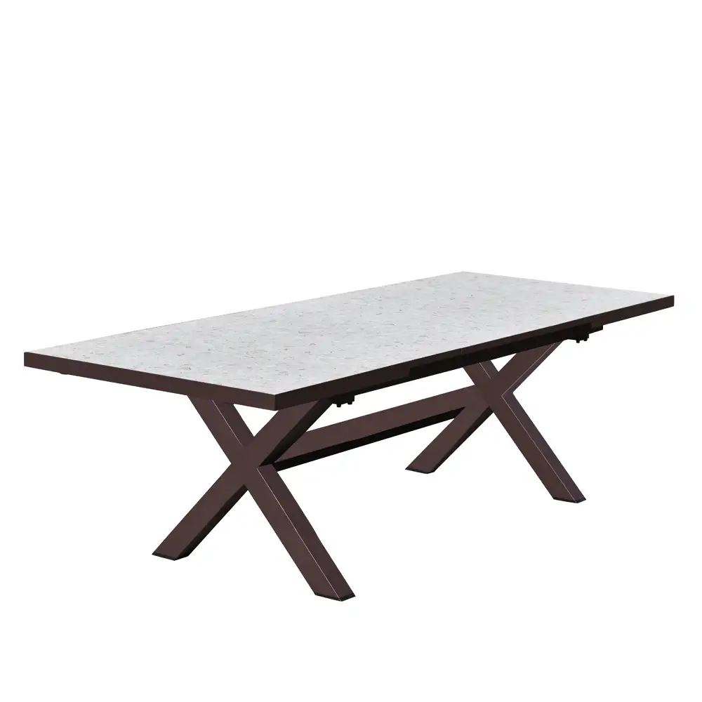 LIBERTA SORPRESA ΤΡΑΠΕΖΙ ΕΠΕΚΤΕΙΝΟΜΕΝΟ-Η TERRAZZO ΚΑΦΕ ΣΚΟΥΡΟ 202x101x77cm