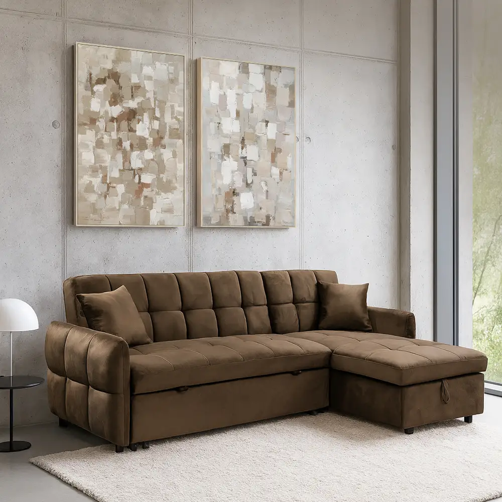 LIBERTA CROSSOVER ΚΑΝΑΠΕΣ ΚΡΕΒΑΤΙ ΓΩΝΙΑ ΑΝΑΣΤΡΕΨΙΜΗ COFFEE 213x145x83cm