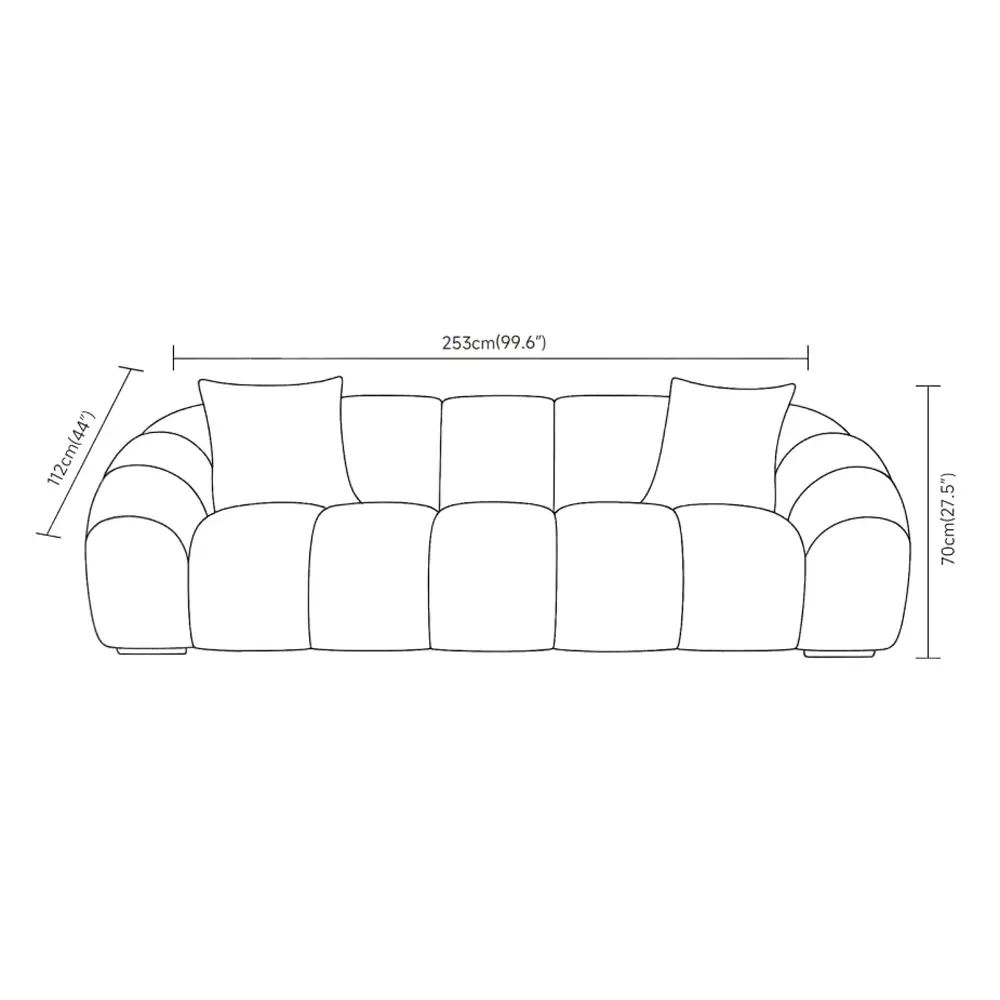 LIBERTA BOSSANOVA ΚΑΝΑΠΕΣ 3ΘΕΣΙΟΣ OFF WHITE 255x115x71cm