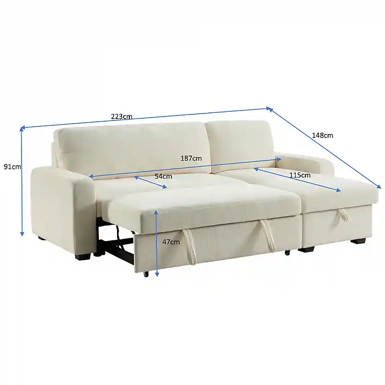 LIBERTA TRESOR ΚΑΝΑΠΕΣ ΚΡΕΒΑΤΙ ΓΩΝΙΑ ΑΝΑΣΤΡΕΨΙΜΗ DIJON 223x145x91cm