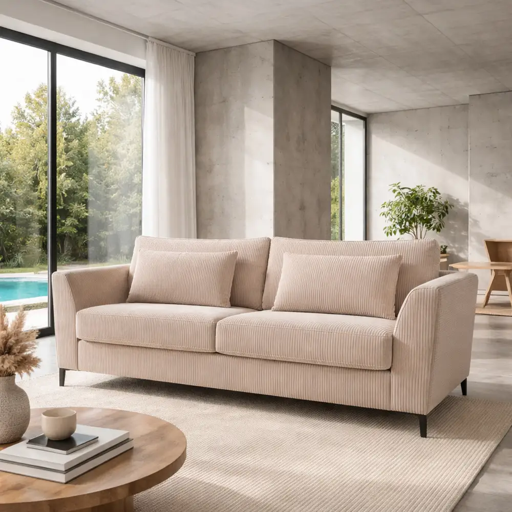 LIBERTA COCOON ΚΑΝΑΠΕΣ ΚΡΕΒΑΤΙ 3ΘΕΣΙΟΣ BEIGE LINCOLN 03 208x94x92cm