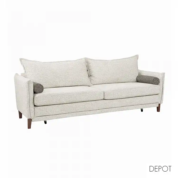 LIBERTA COMMODO ΚΑΝΑΠΕΣ ΚΡΕΒΑΤΙ 3ΘΕΣΙΟΣ OFF WHITE NEVE 02 ΚΑΦΕ NEVE 16 230x81x88cm