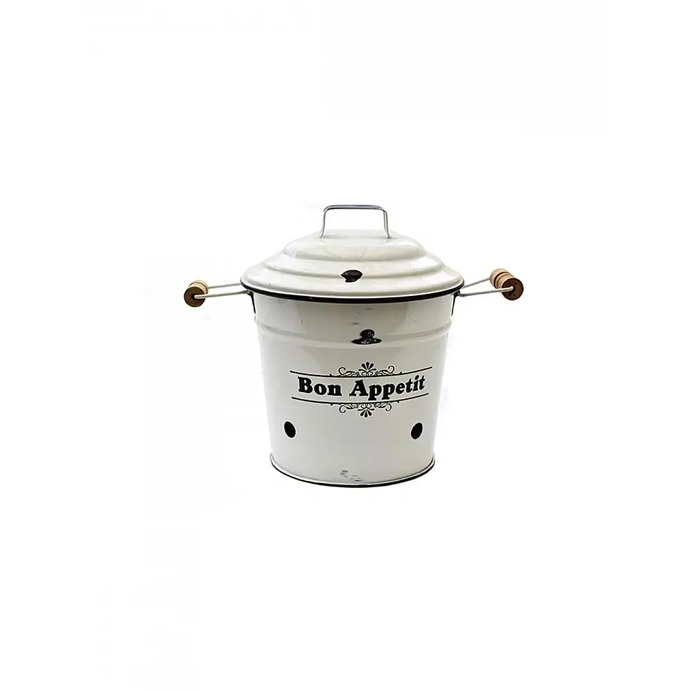 Δοχείο με καπάκι και χερια λευκό 20x18