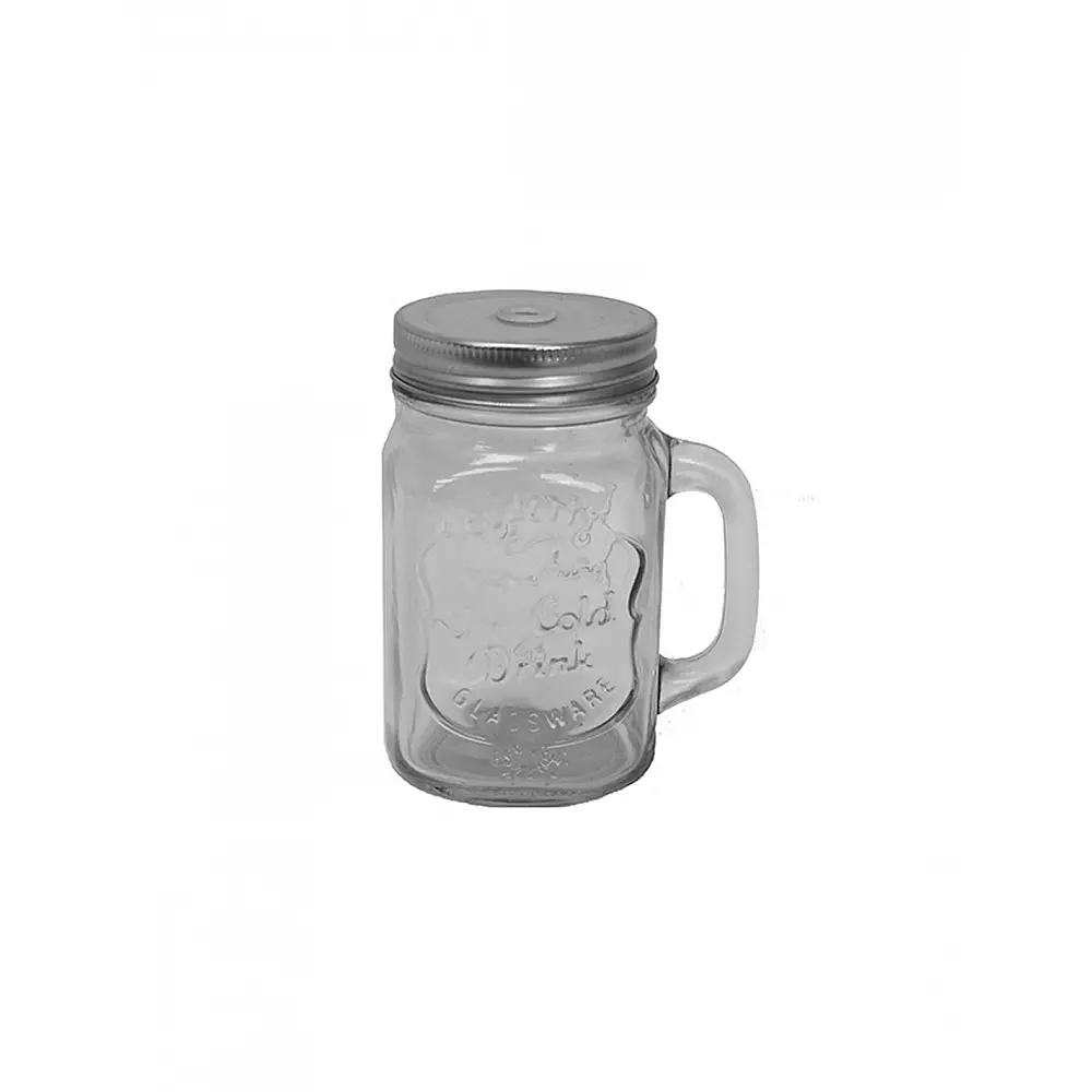 Ποτήρι γυάλινο λαβή & inox καπάκι 400ml