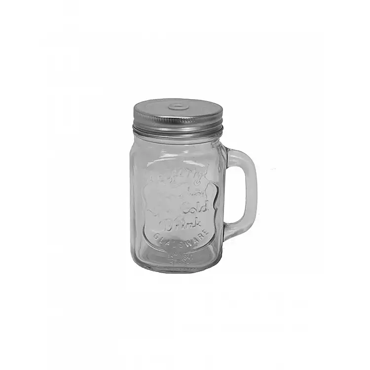 Ποτήρι γυάλινο λαβή & inox καπάκι 400ml