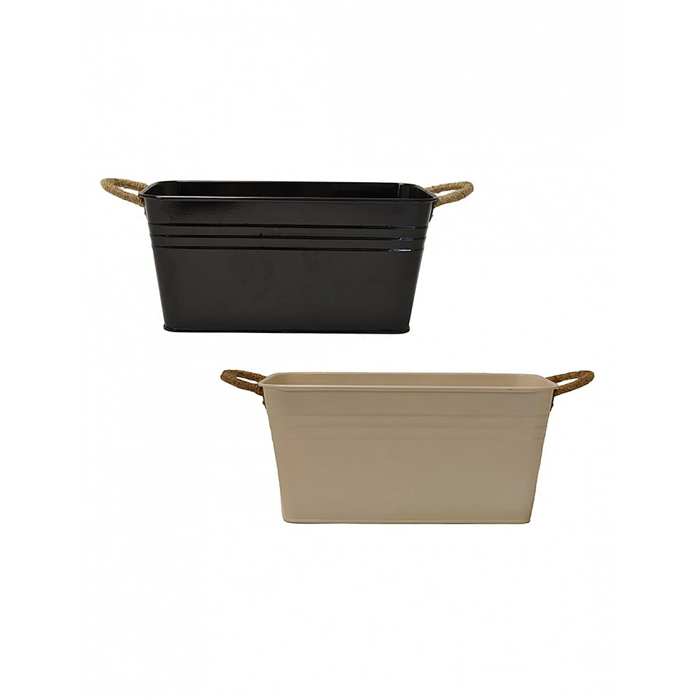 Ζαρντινιέρα χρωματιστά με σχοινί 26x12. 5x12. 5