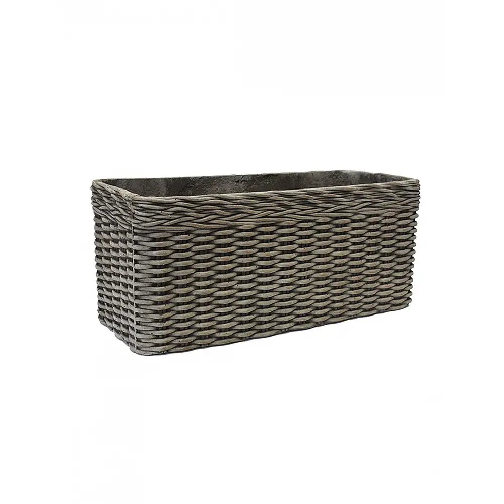 Ζαρντινιέρα cement ψάθα μπεζ γκρι 55x23x23