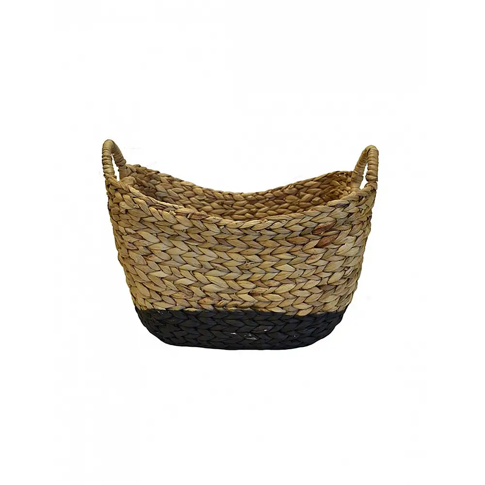 Καλάθι υδρουάκινθου  παραλ/μο οβάλ μαύρο ή γκρι  με φυσικό 41x30x29