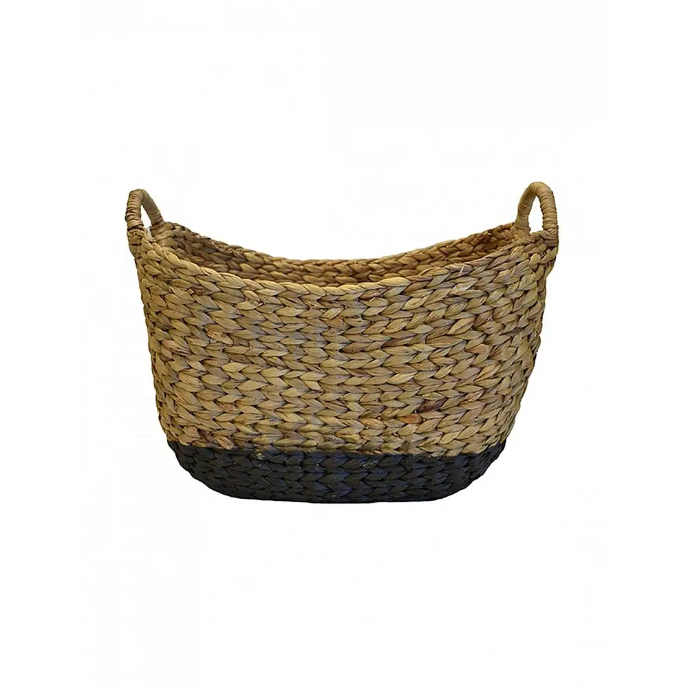 Καλάθι υδρουάκινθου  παραλ/μο οβάλ μαύρο ή γκρι με φυσικό 44x35x31