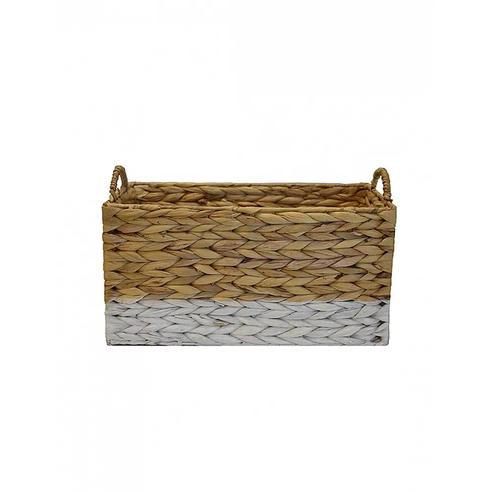 Καλάθι υδρουάκινθου παραλ/μο λευκό με φυσικό 38x24x19