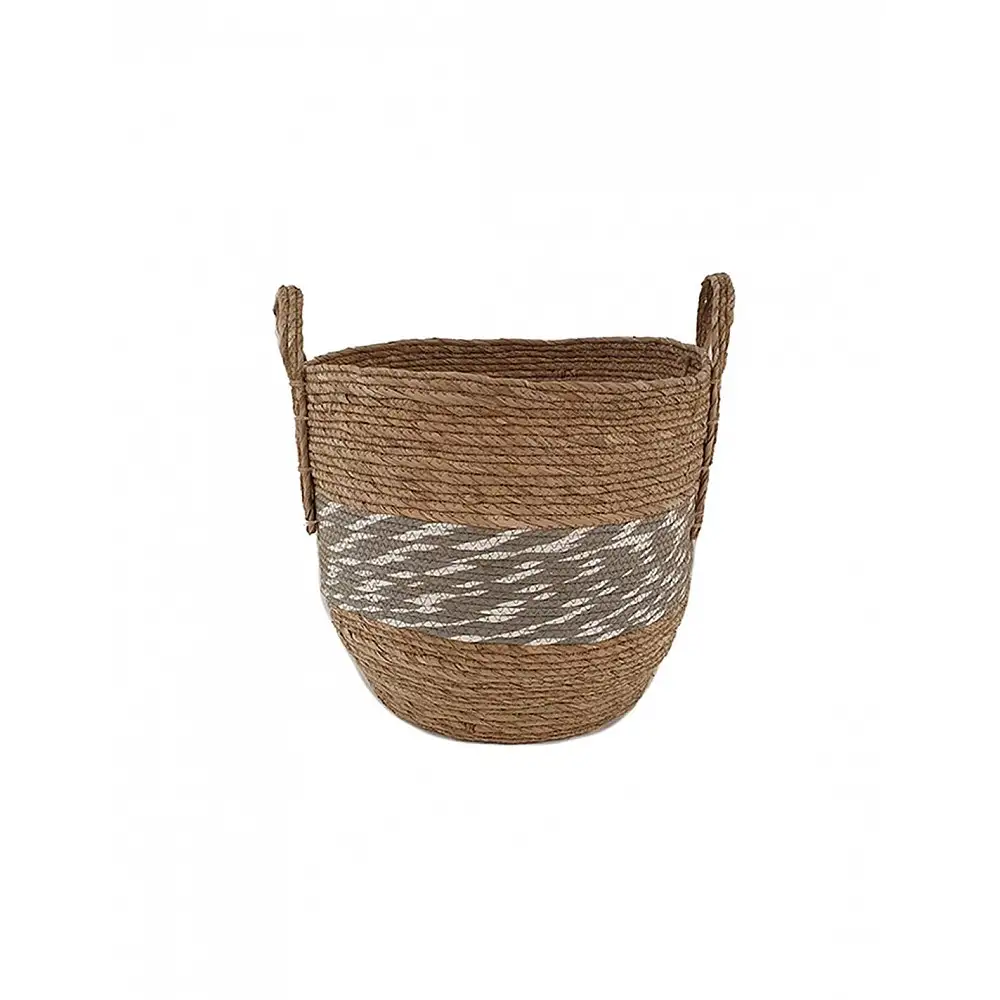 Καλάθι ψάθινο γκρι σχέδιο/α  42x40