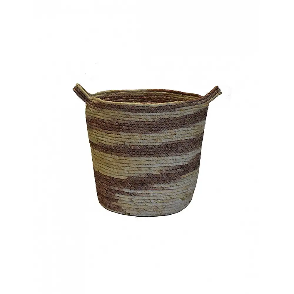 Καλάθι ριγέ φυσικό καφέ 35x35