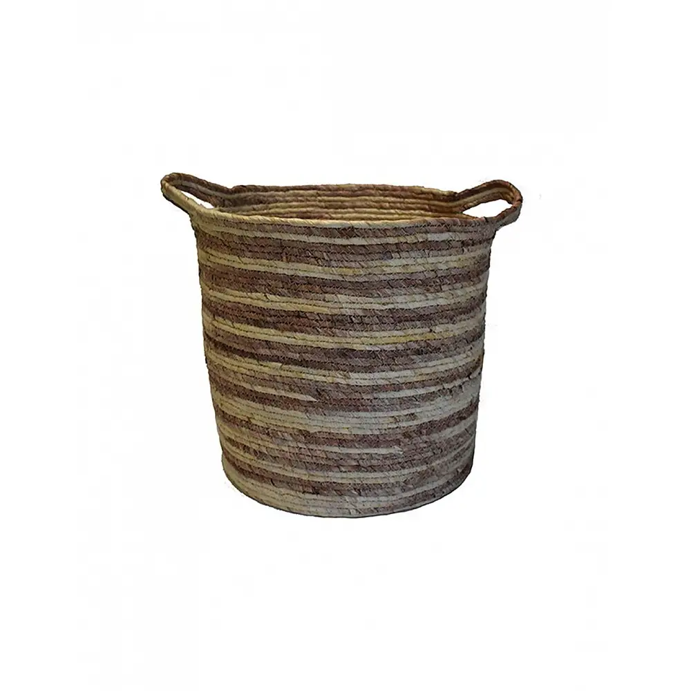 Καλάθι ριγέ φυσικό καφέ 40x40