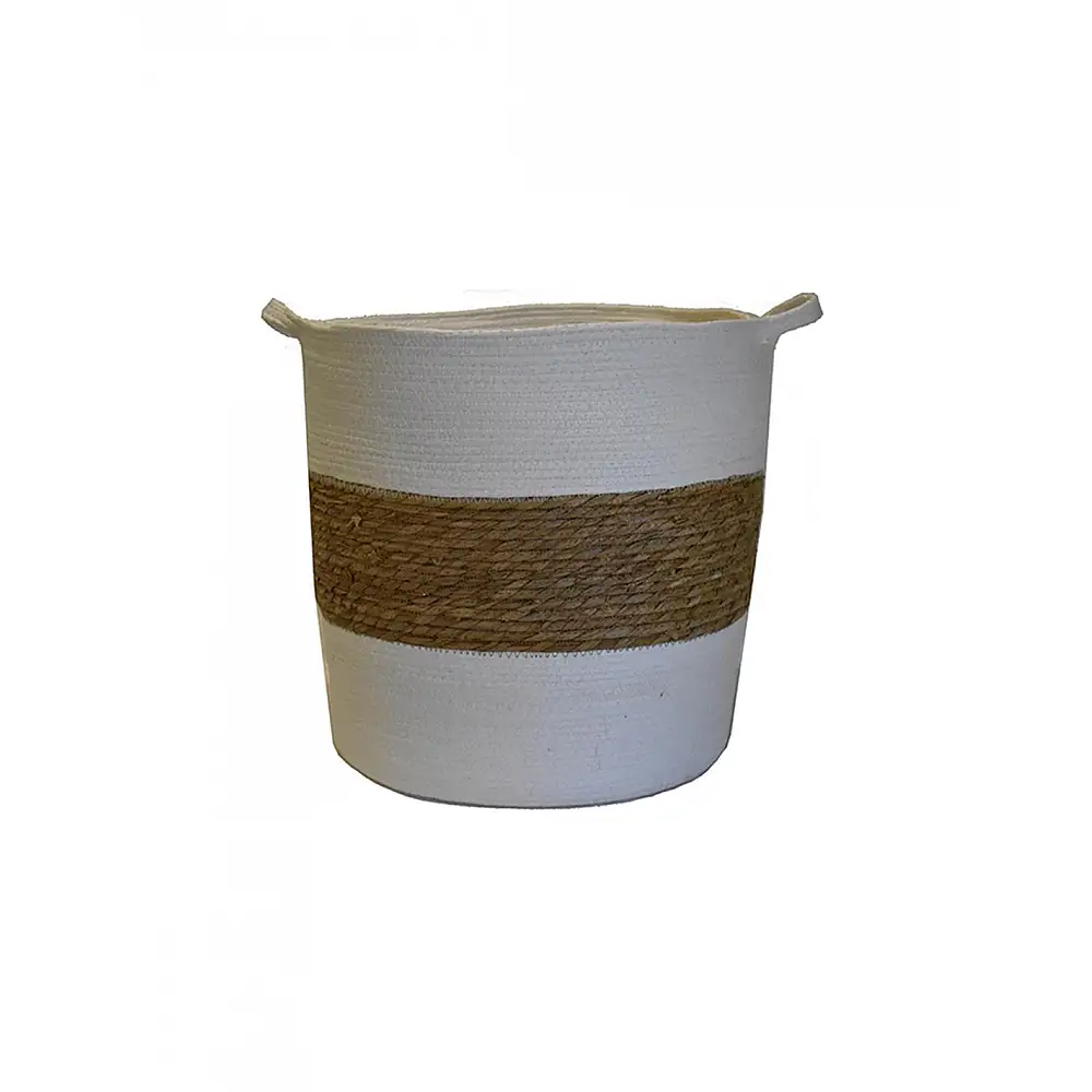 Καλάθι λευκό φάσα  καφέ 40x40