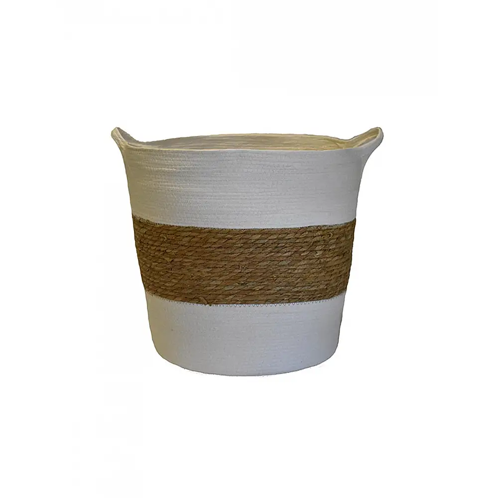 Καλάθι λευκό φάσα  καφέ 45x45