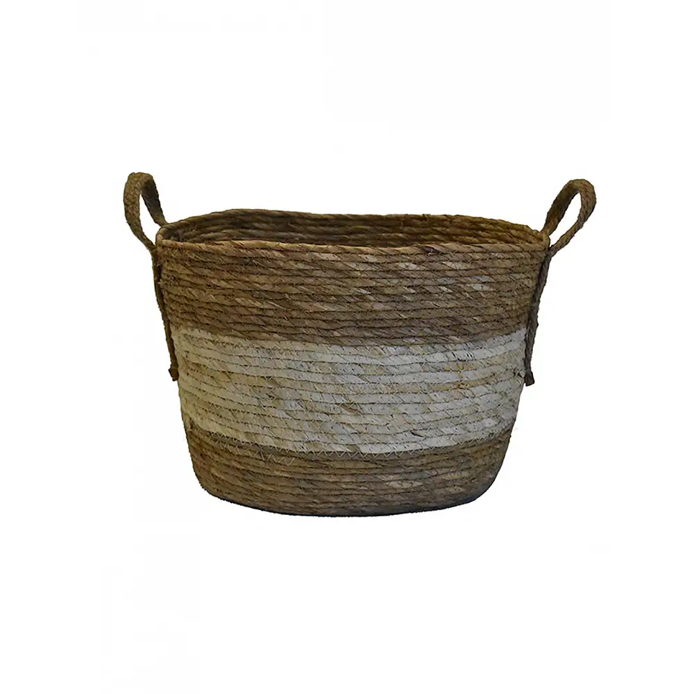 Καλάθι εκρού με καφέ 38x30x27