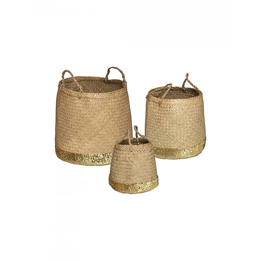 Καλάθι Bamboo βαθύ με χρυσό τελειώμα σ/3(24x24+29x30+41x35)