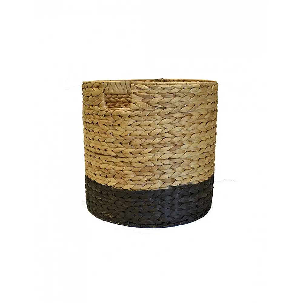 Καλάθι υδρουάκινθου στρογγυλό μαύρο με φυσικό Φ40x39