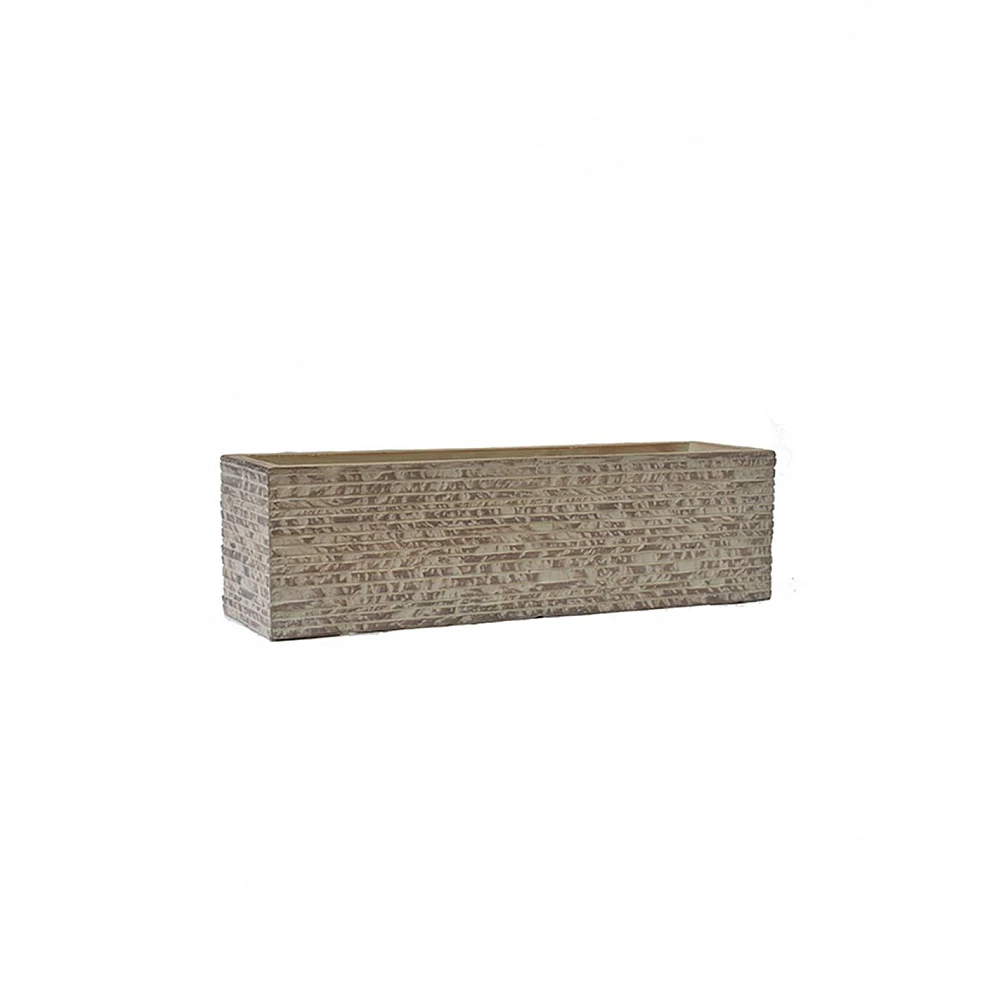 Ζαρντινιέρα fibreclay brick ανάγλυφο καφέ χρ.  60x17x17
