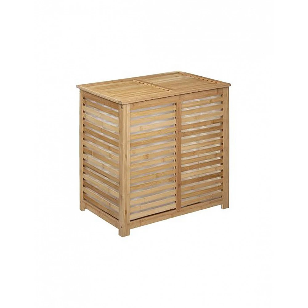 Καλάθι απλύτων μπάνιου bamboo  διπλό 60x40x58