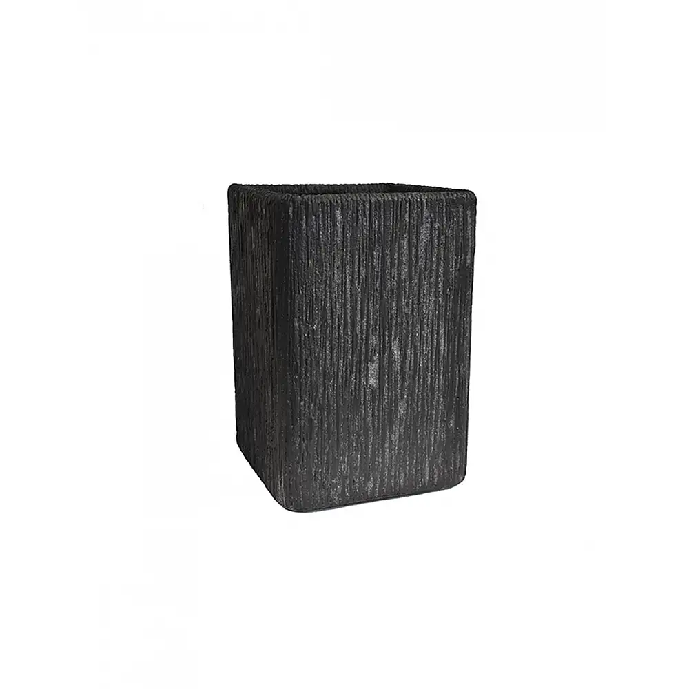 Γλάστρα κεραμικό τετράγωνο carve μαύρο χρ. 31x31x44