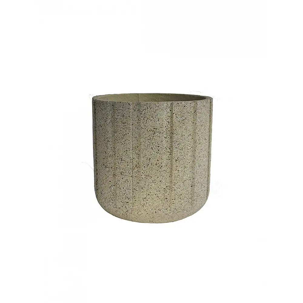 Γλάστρα κύλινδρος κεραμικό ribbed μπεζ χρ.  Φ25x25